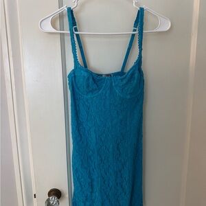 Urban Outfitters Teal Lace Chemise